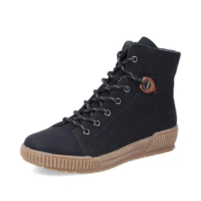 Afbeelding van Rieker Veterboots, Dames, Maat: 42, Black Kunststof