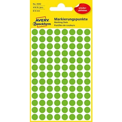 Afbeelding van Avery Etiket Zweckform 8mm rond blister 4 vel a 104 et. groen Non permanent