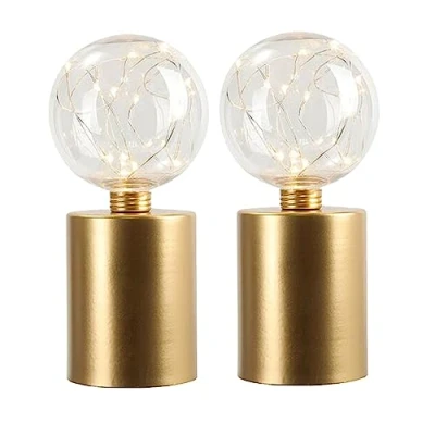Afbeelding van JHY DESIGN 2 stuks gouden tafellampen op batterijen, 20 cm hoog, draadloos, ideaal voor woonkamer, slaapkamer, bruiloft, feest, binnen en buiten