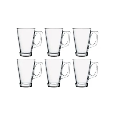 Afbeelding van Pasabahce 55201 Set van 6 theeglazen met Vela handvat voor thee, latte macchiato, Ierse koffie, punch, glühwein, warme chocolademelk, stuks