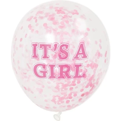 Afbeelding van Confetti ballon It&#039;s a girl 6 stuks