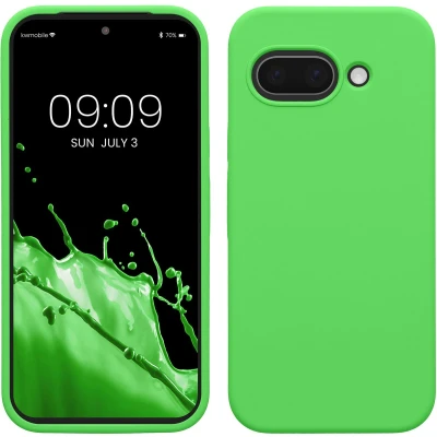 Afbeelding van kwmobile telefoonhoesje geschikt voor Google Pixel 9a Hoesje met siliconen coating Smartphone case in limoengroen