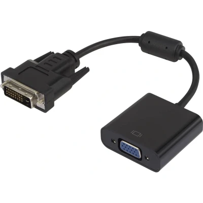 Afbeelding van Renkforce RF 3301134 DVI / VGA Adapter [1x stekker 24+1 polig 1x bus] Zwart Met Ferrietkern, Vergulde steekcontacten 15.00 cm