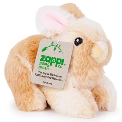 Afbeelding van Zappi Co Pluche dier, 100% gerecycled, konijn (15 cm lang), zachte en milieuvriendelijke dierencollectie, voor pasgeborenen, eerste kinderen