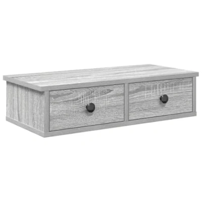 Afbeelding van Wandschap met lades 60x25x15 cm bewerkt hout grijs sonoma eiken