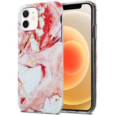 Afbeelding van Cadorabo Hoesje geschikt voor Apple iPhone 12 PRO MAX in Wit Roze Marmer No. 20 Beschermhoes gemaakt van TPU siliconen Case Cover met mozaïek motief