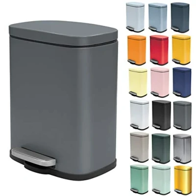 Afbeelding van Spirella Pedaalemmer Venice donkergrijs 5 liter metaal L21 x H30 cm soft close toilet/badkamer