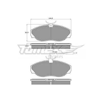 Afbeelding van TOMEX brakes TX 11 72 Remblokkenset Vooras Incl. slijtage waarschuwingscontact FIAT: Ducato II Minibus, Platform/Chassis, Van