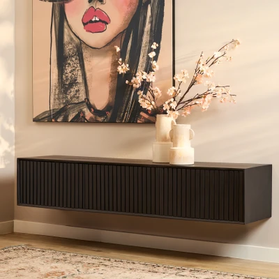 Afbeelding van Mangoe Zwevend tv meubel Madison Black 160 cm