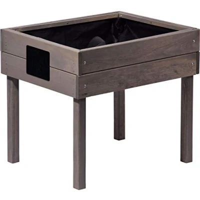 Afbeelding van Verhoogde kindermoestuinbak met krijtbord 50x40x45 grijs