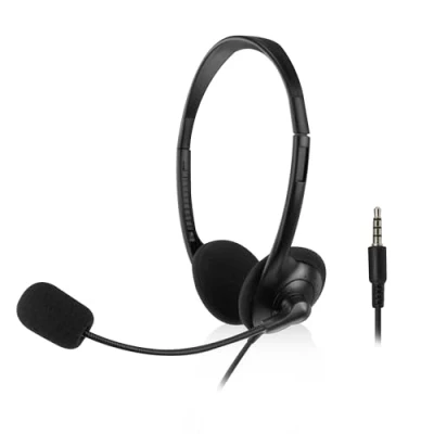 Afbeelding van ACT AC9330 On Ear Headset Flexibele Microfoon 3,5mm audio aansluiting Zwart 2 meter