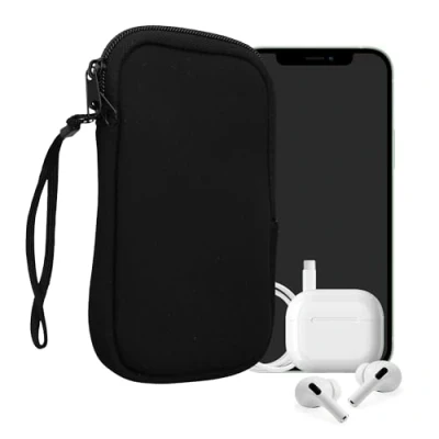 Afbeelding van kwmobile telefoontasje universeel geschikt voor M 5,5&quot; smartphones 15,2 x 8,3 cm Hoesje met rits en polslusje In zwart