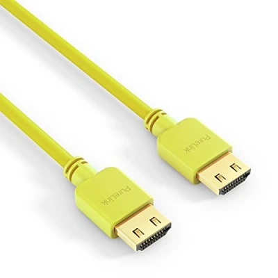 Afbeelding van PureLink PureInstall Series HDMI kabel met ethernet male naar 1.5 m drievoudig afgeschermd geel halogeenvrij, rond, 4K ondersteuning