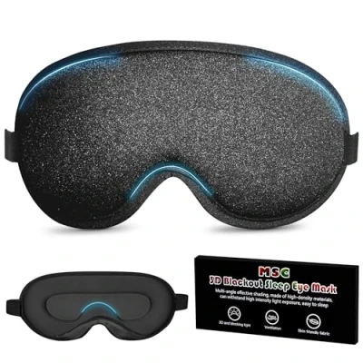 Afbeelding van MSC 100% verduisterend slaapmasker voor mannen en vrouwen drukvrij met huidvriendelijke stof ergonomisch 3D design meer comfort, ultrazacht oogmasker