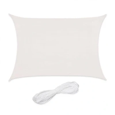 Afbeelding van Relaxdays schaduwdoek rechthoekig HDPE zonnedoek concaaf verschillende groottes wit, 2 x 4 m
