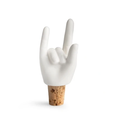 Afbeelding van Wijnstopper Handgebaren Rock Hands Wit