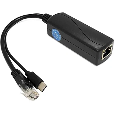 Afbeelding van REVODATA Gigabit PoE splitter type C 5 V/3 A, 48 V naar USB A uitgang, IEEE802.3af/at Standard 10/100/1000Mbps, adapter voor smart home/Pi 4B/4B+ (TYPEC0503G)