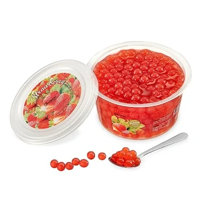 Image de INSPIRE FOOD bubble tea Perles Fraise tea, perle de tapioca pour 100% vegan et sans gluten, colorant artificiel, 450 grammes