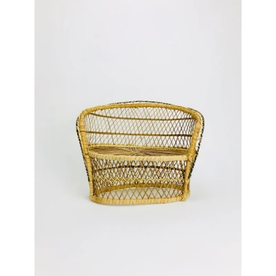 Afbeelding van Rotan rieten pauwenbankje retro voor pop