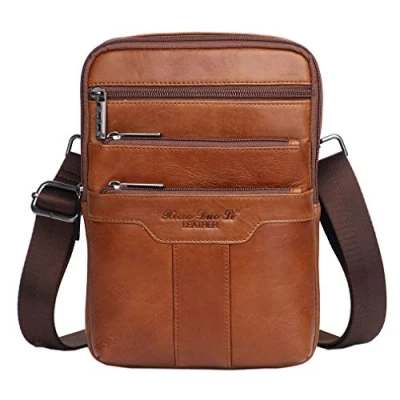 Afbeelding van Xieben Schouderleren messenger bag voor mannen en vrouwen, casual, zakelijke aktetas, crossbody, tas, draagtas, totebag, telefoon, handtassen, sling, tas