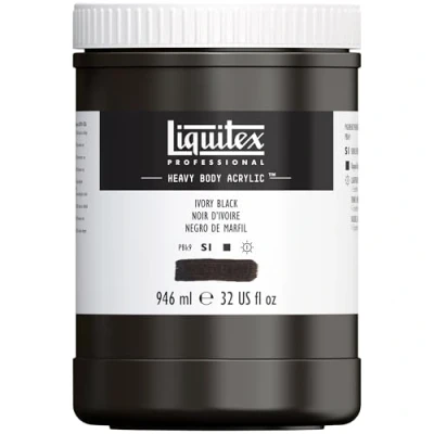 Afbeelding van Liquitex 4413244 Professional Heavy Body acrylverf in kunstenaarskwaliteit met uitstekende lichtbestendigheid boterachtige consistentie, pot van 946 ml, ivoorzwart
