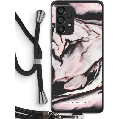Afbeelding van Case Company® hoesje met Koord geschikt voor Samsung Galaxy A53 5G Roze stroom Telefoonhoesje Zwart Bescherming aan alle Kanten en Over de Schermrand