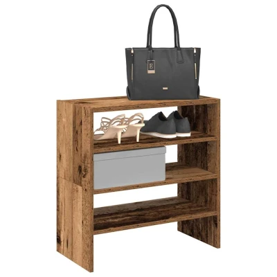 Afbeelding van Schoenenrekken 2 st stapelbaar 60x30x30,5 cm oud houtkleurig