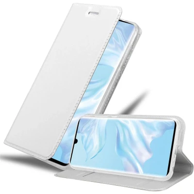 Afbeelding van Cadorabo Hoesje geschikt voor Huawei P30 PRO in CLASSY ZILVER Beschermhoes met magnetische sluiting, standfunctie en kaartvakje Book Case Cover Etui