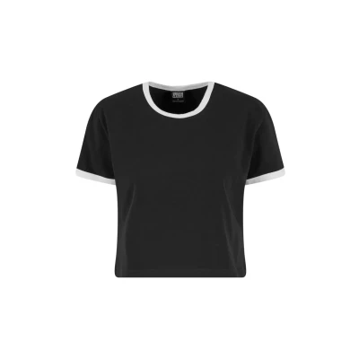 Afbeelding van Urban Classics Contrast Retro Dames T shirt zwart/wit L