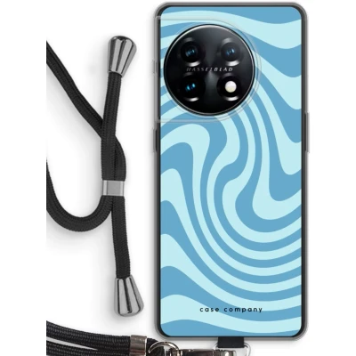 Afbeelding van Case Company® hoesje met Koord geschikt voor OnePlus 11 Swirl Blauw Telefoonhoesje Zwart Bescherming aan alle Kanten en Over de Schermrand