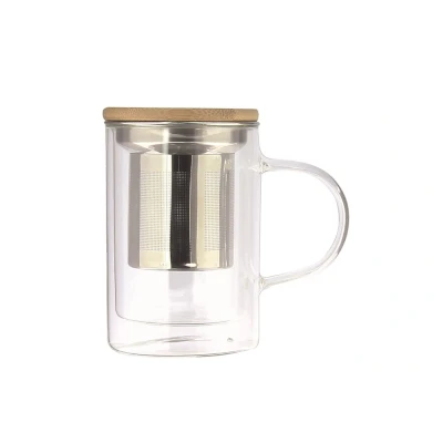 Afbeelding van Ogo Theeglas Dubbelw.met Inzet+acacia 0,35l