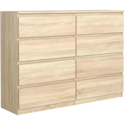 Afbeelding van MebLocker Commode met 8 laden, 120 cm, ideaal voor woonkamer, slaapkamer, kinderkamer, tienerkamer en kantoor, moderne elegante oplossing opslag