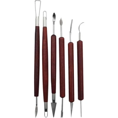 Afbeelding van ArtJo 6 delige Klei Gereedschap Pottenbakken Boetseren Boetseer Set Beeldhouwen Boetseergereedschap Mirettes Keramiek/Polymeer/Boetseerklei Modelleer Kleigereedschap