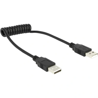 Afbeelding van Delock USB kabel 2.0 A stekker, stekker 0.60 m Zwart Spiraalkabel 1937078