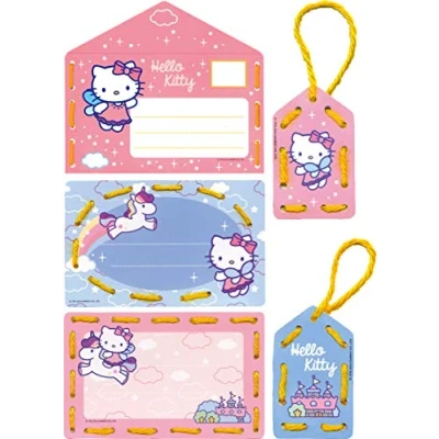 Afbeelding van Borduurkaart kit Hello Kitty Regenboog set van 5 Vervaco PN 0161848