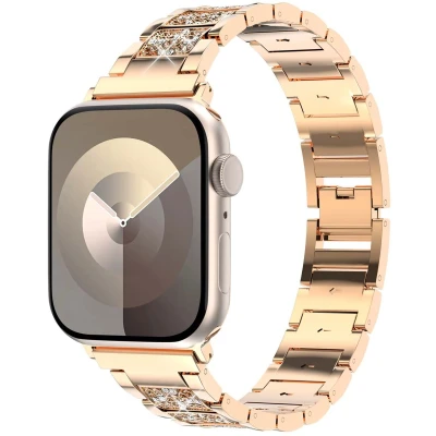 Afbeelding van Selencia Sparkle schakelband Glans voor de Apple Watch Series 1 t/m 9 / SE (38/40/41 mm) 10 (42 Rosé Goud