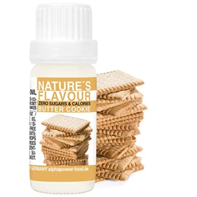 Afbeelding van ALPHAPOWER FOOD Natuurlijk voedselaroma boterkoekje I vloeibaar smaakdruppels en zoetstof zonder suiker, 1 x 10 ml heerlijke smaak, veganistische vloeibare zoete smaak druppels, flavour drops