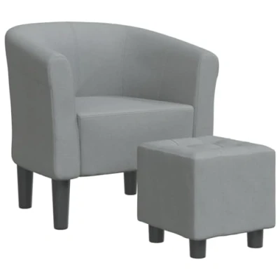 Image de vidaXL Chaise cabriolet avec repose pied gris clair tissu356436