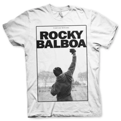 Afbeelding van Rocky Officieel gelicentieerd Balboa It Ain&#039;t Over Heren T shirt (wit), Wit.