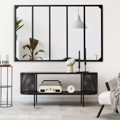 Image de Miroir verrière 5 bandes design industriel 140x90 cm