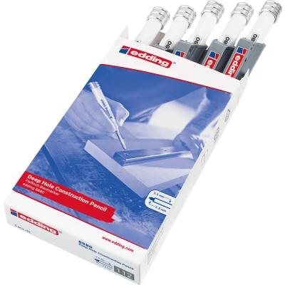 Afbeelding van edding 8880 deep hole markeerpotlood / timmermanspotlood bouwpotlood 5 stuks op grafiet basis aluminium behuizing voor bijna alle ondergronden geschikt boorgaten ideaal timmermannen, bouwvakkers, etc. navulling verkrijgbaar
