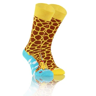 Afbeelding van Sesto Senso Kleurrijke Hoge Sokken Grappige Katoen Dames Heren Funny Socks, Giraffe, 35 38 EU