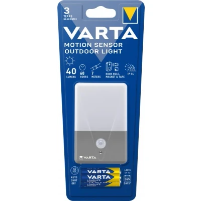 Afbeelding van Varta 16634101421 Motion Sensor Outdoor Light Campinglamp LED 40 lm werkt op batterijen 60 g Grijs