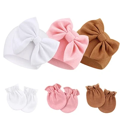 Afbeelding van DRESHOW Babymutsen en wanten, beschermende pasgeborenen, peuters, zacht, schattig, gebreid, voor baby&#039;s, jongens, kinderen, pet, muts, 0 6 maanden
