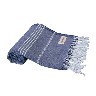Afbeelding van Bersuse 100% Katoen Anatolia Turkse handdoek Badhanddoek, Strandlaken Fouta Peshtemal Marineblauw