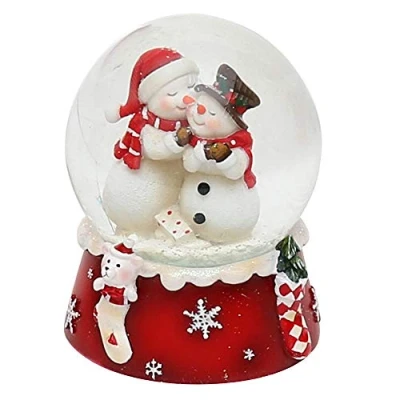 Afbeelding van Dekohelden24 Sneeuwbal Sneeuwpop Rood en Wit Afmetingen bal: ca. 8,5 x 7 cm/6,5 cm (hoogte breedte/diameter) 501065 SM