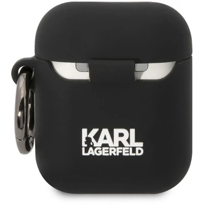 Afbeelding van Karl Lagerfeld KLA2RUNCHK hoesje voor AirPods 1/2 zwart Siliconen Choupette Head 3D
