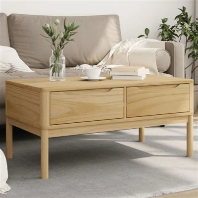 Afbeelding van Salontafel FLORO 99x55,5x45 cm massief grenenhout wasbruin