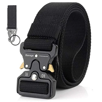 Afbeelding van Tactische riem, verstelbare nylon riem in militaire stijl met gesp van zinklegering, snelsluiting, Zwart