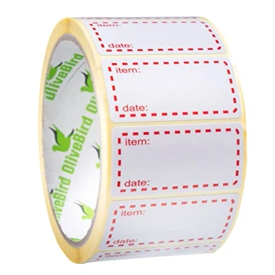 Afbeelding van 500 x invriesstickers, diepvriesetiketten op rol, afmetingen 50 25 mm, wit en rood, datumetiketten voor voedselstickers